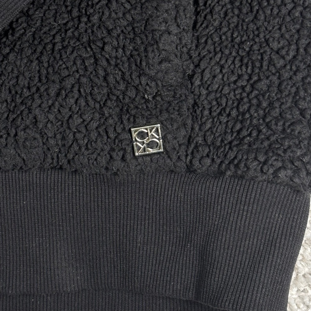 Calvin Klein Black Teddy Fleece Full Zip Jacket Sherpa Cozy Lounge Size L - Picture 2 of 9